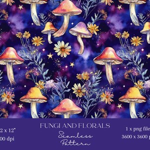 1x Cogumelo e flor padrão digital papel tecido padrão sem costura scrapbooking papel fundo digital sublimação padrão diário lixo