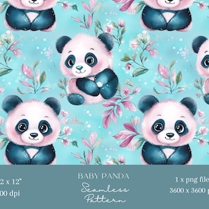 1x bébé pandas papier numérique tissu motif sans couture papier scrapbooking fond numérique tissu sublimation indésirable journalisation imprimable