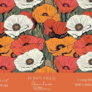 1 x champ de coquelicots du souvenir papier numérique modèle sans couture papier de scrapbooking fond sublimation modèle journalisation indésirable imprimables