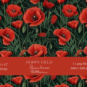 1 x champ de coquelicots papier numérique motif transparent papier scrapbooking fond numérique motif sublimation journalisation indésirable imprimables