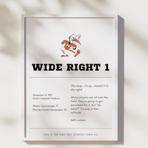 University of Miami Inspired Art - Wide Right - Hurricanes - College Football - ACC Football - Downloadable Art Print