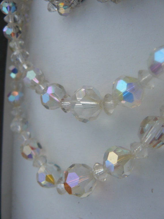 Vintage Double Strand AURORA BOREALIS Necklace an… - image 3