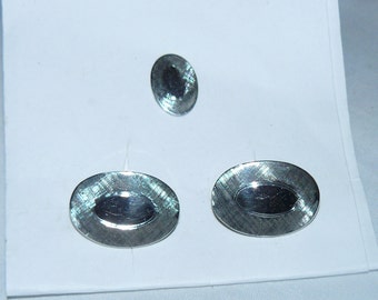 Great Vintage Brushed Silvertone CUFFLINKS and TIE Tack