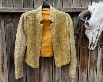 60s Vintage Gold Glitzer Bolero Jacke S/M