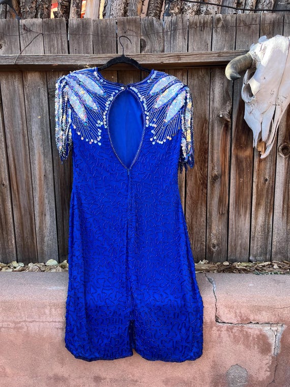 princess polly baby blue dress Navy Gunmetal Fully Beaded Plunge Long Dress main image 0