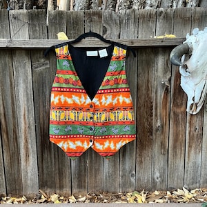 90s Vintage Halloween Vest | Spooky Novelty Print by Basic Editions S/M