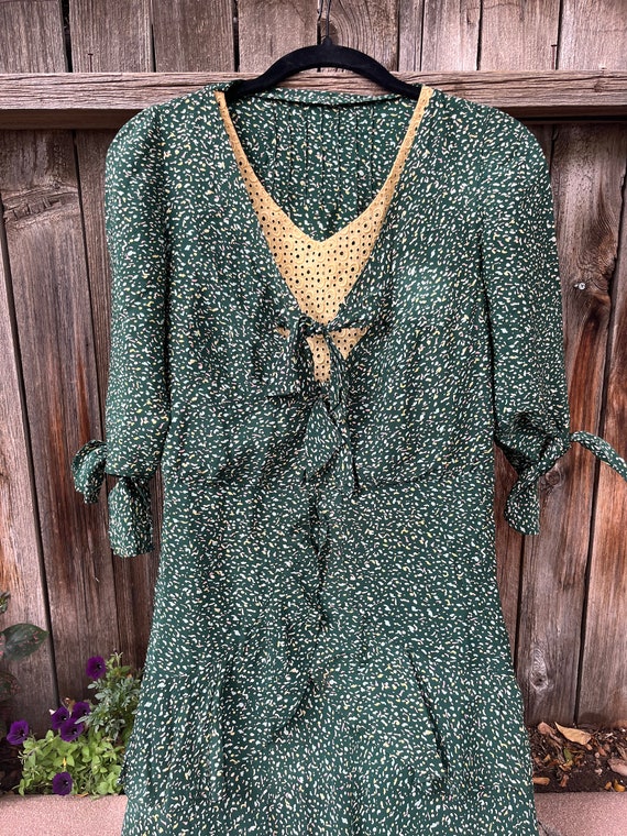 30s Vintage Green Polka Dot Day Dress Antique S/M - image 10