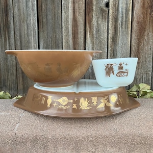 Vintage Pyrex Early American Set | Colonial Brown, 22K Gold