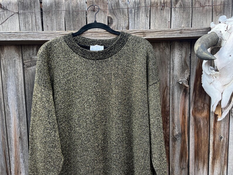 80s Vintage Gold Metallic Sweater – Oversized Parkway Knits Winter Fashion