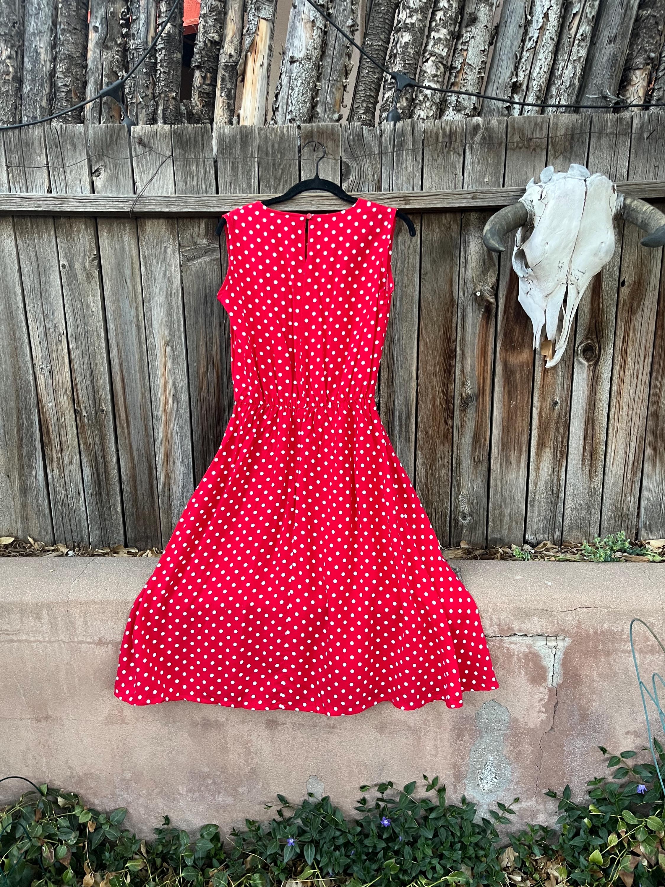 80s Red Polka Dot Swing Dress | Vintage Blair Boutique, M/L - Etsy