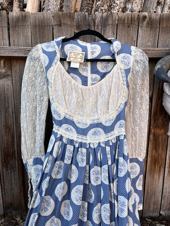 70s Vintage Gunne Sax by Jessica Prairie Style Dress … - Gem