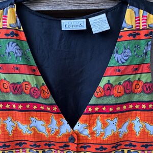 90s Vintage Halloween Vest | Spooky Novelty Print by Basic Editions S/M