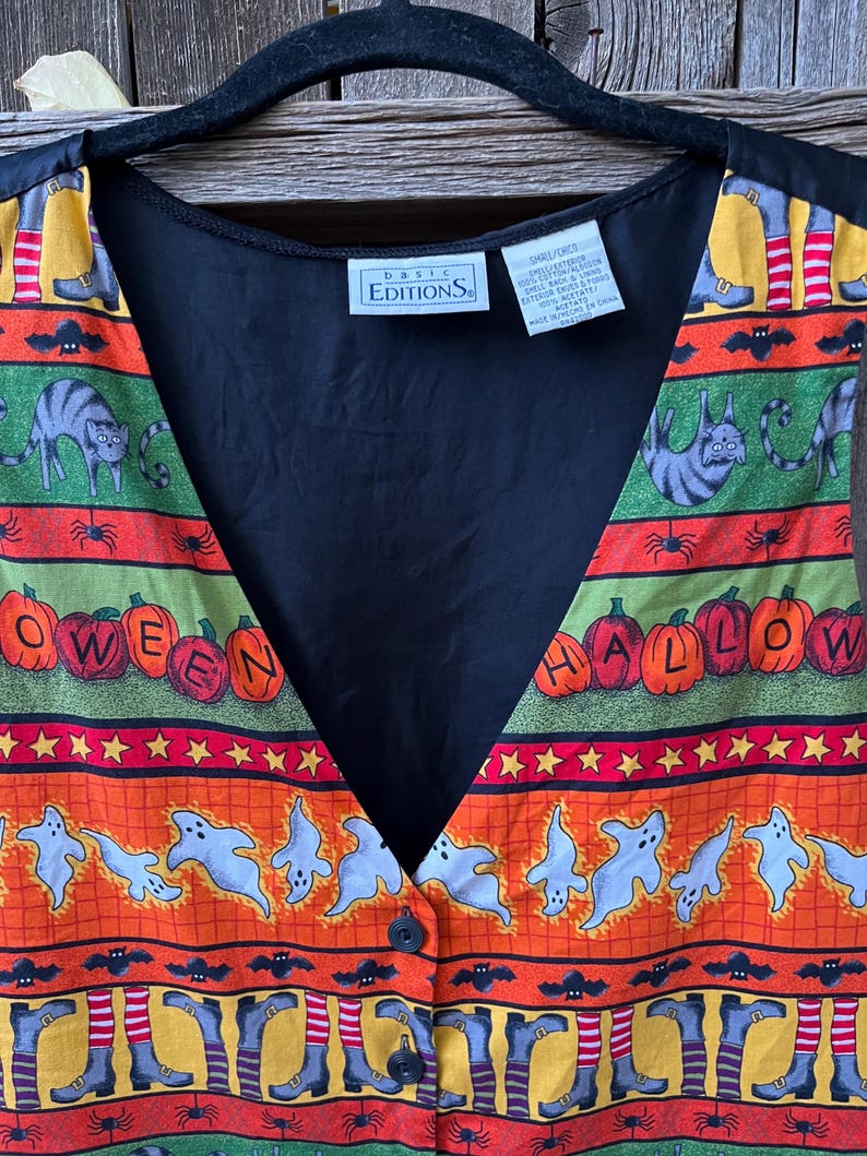 90s Vintage Halloween Vest | Spooky Novelty Print by Basic Editions S/M