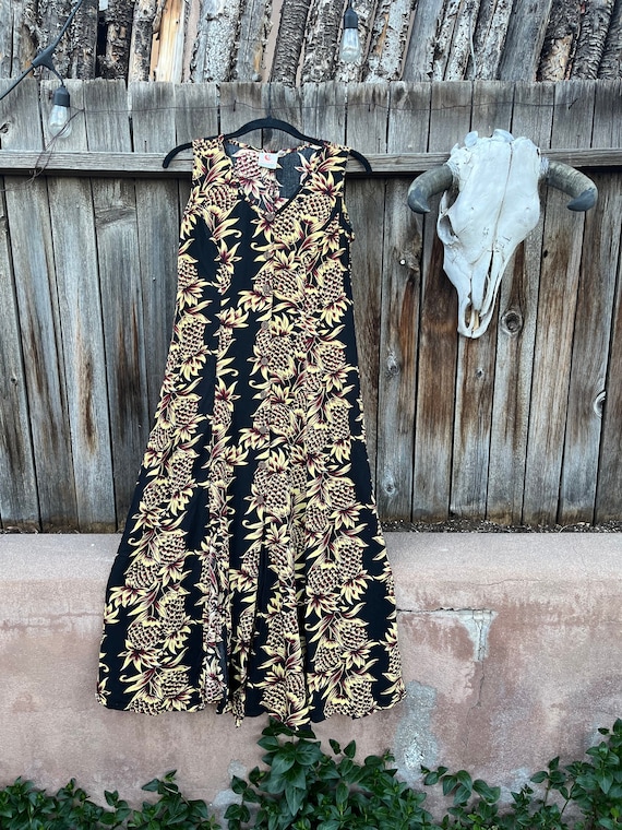 Vintage Tiki Pineapple Print Midi Dress by Pineapp
