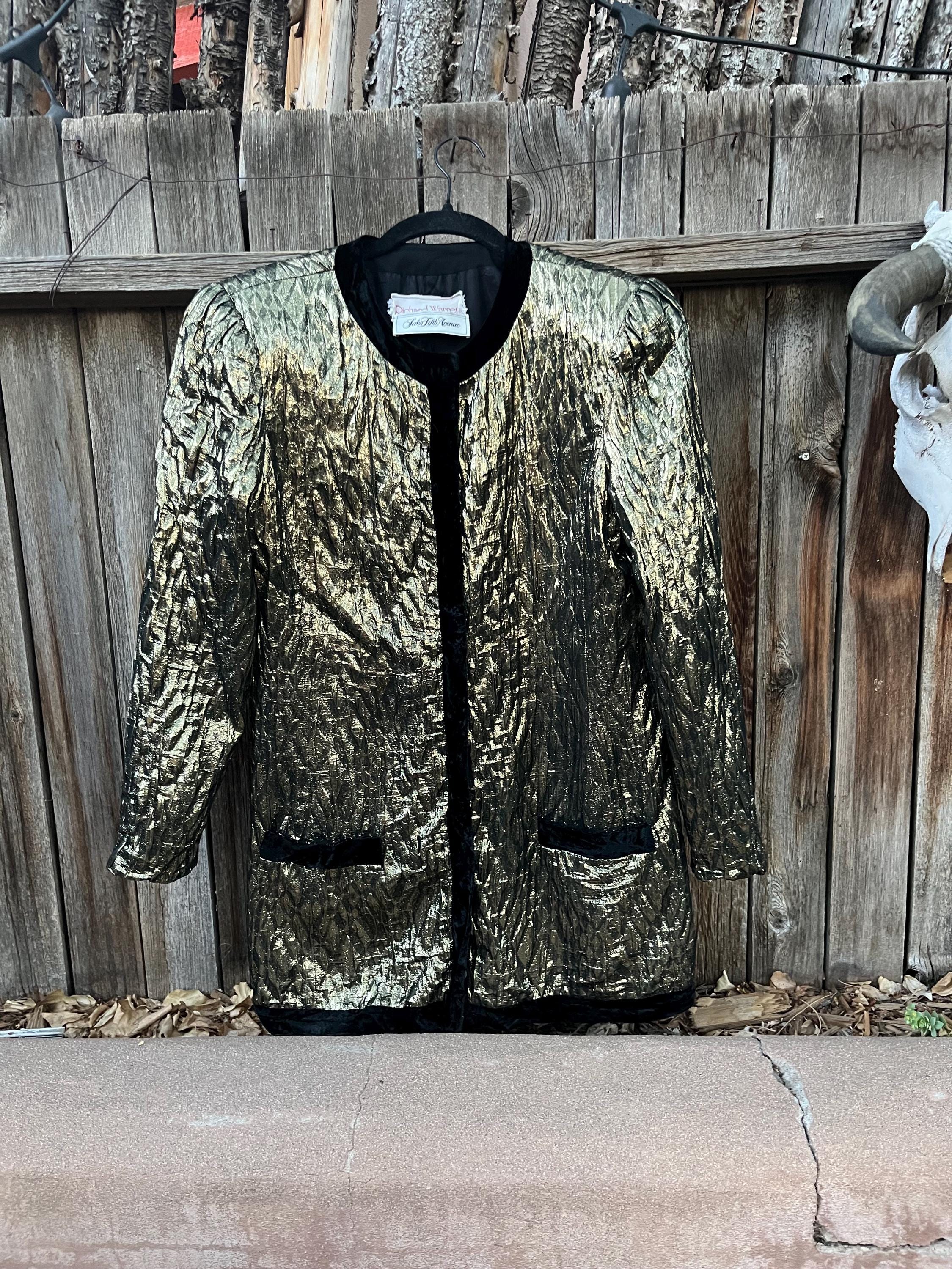 Vintage 80s Gold Lame Blazer Jacket | Richard Warren Saks Fifth