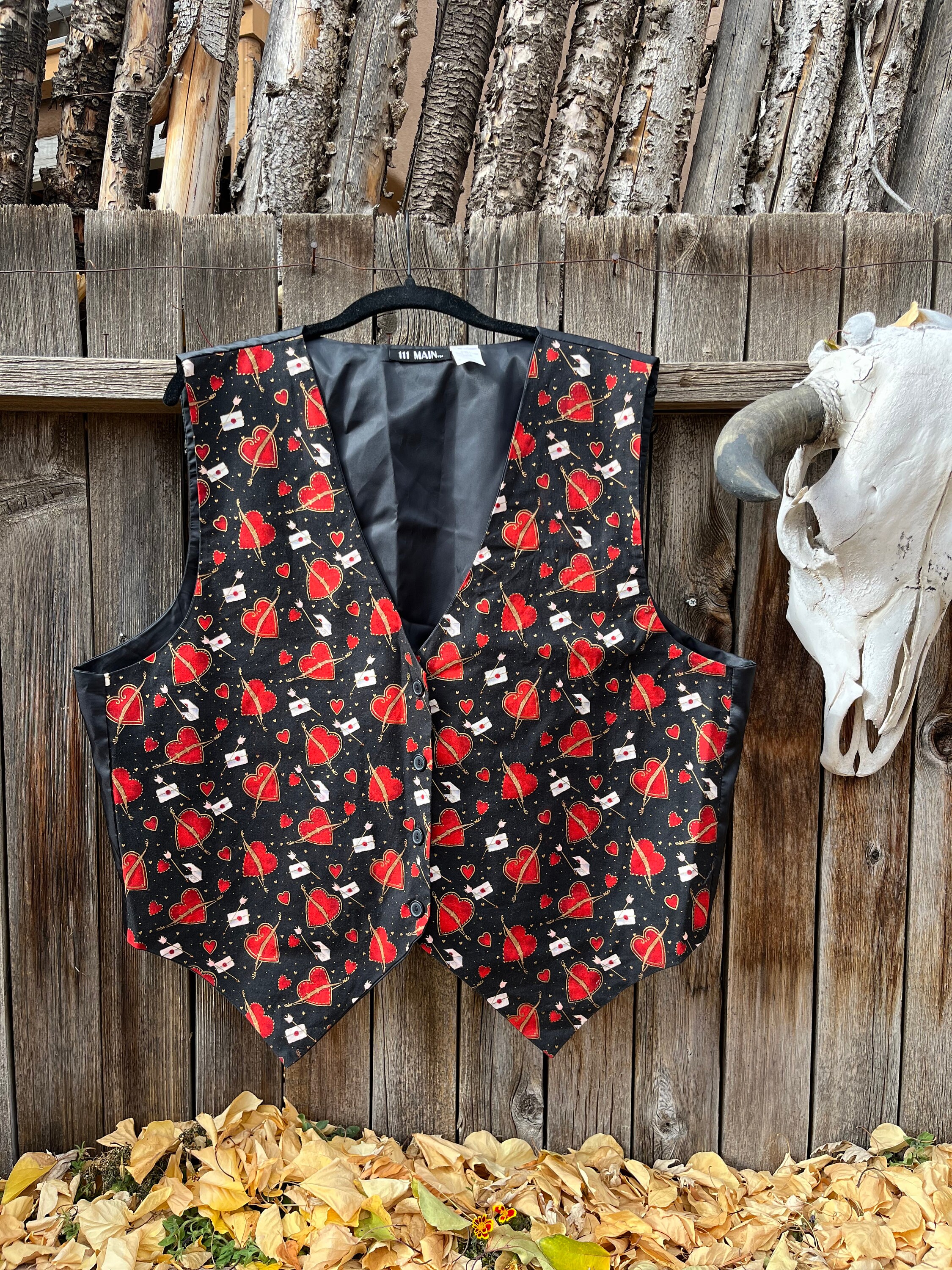 90s Valentine's Day Novelty Vest: Love Letter Print, Unisex XL/XXL