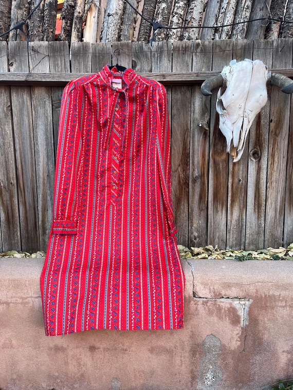 70s Vintage Red Floral Striped Shirt Dress With Ruffles by Jcpenney M/L  Size 12 - Etsy