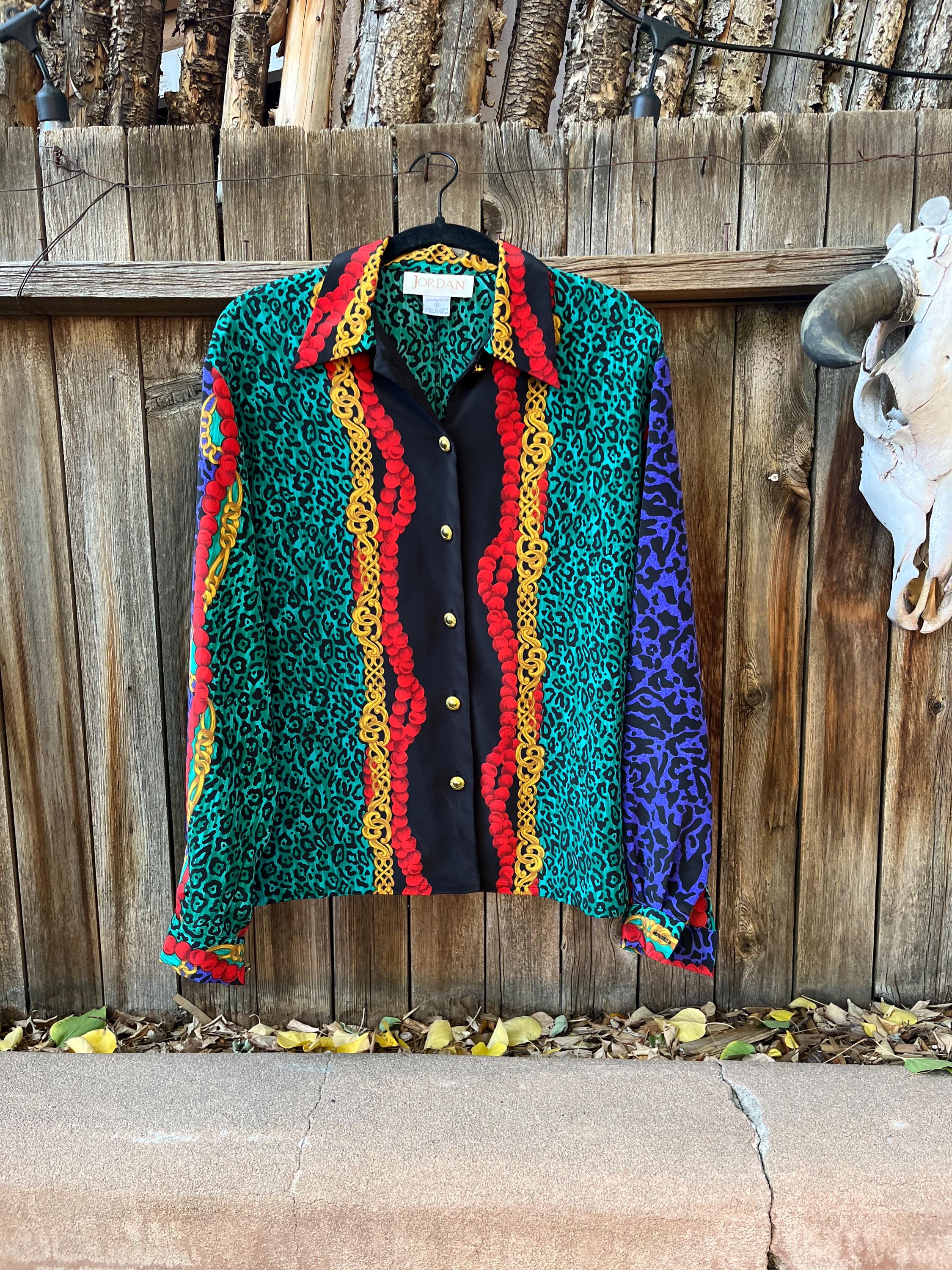 80s Vintage Leopard Print Blouse by Jordan | Bold Animal Print