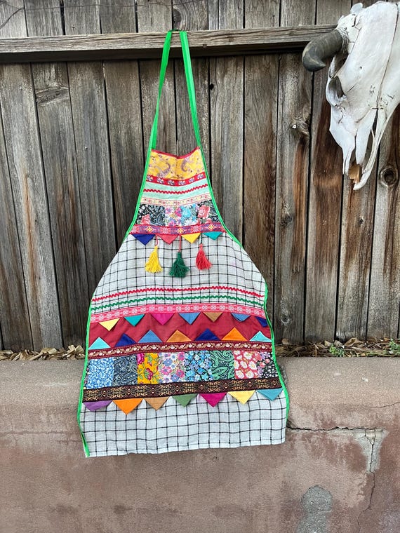 Vintage Boho Patchwork Apron | Handmade Boho Kitc… - image 3