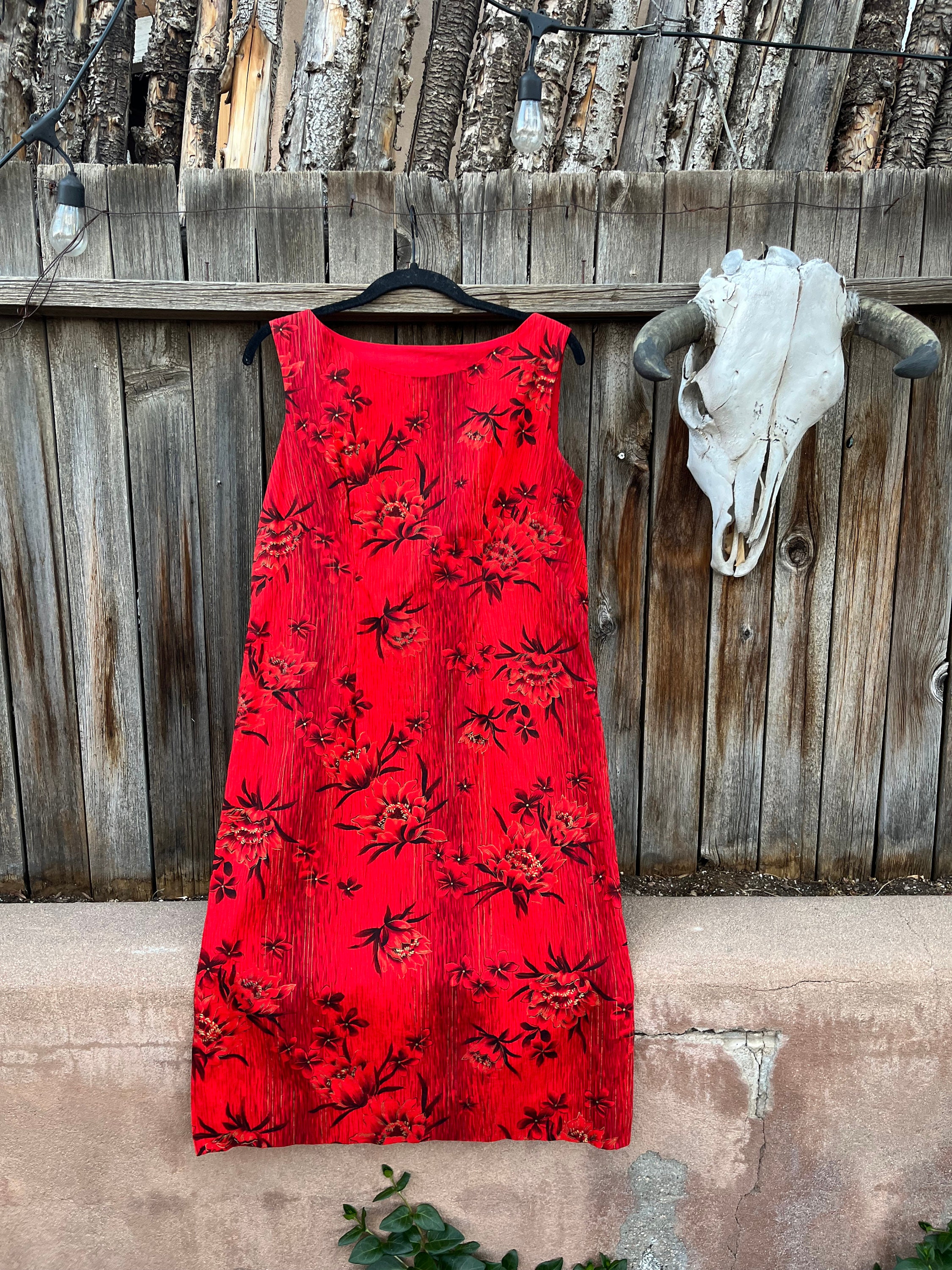60s Vintage Red Hawaiian Print Summer Shift Dress Tiki Style M/L - Etsy