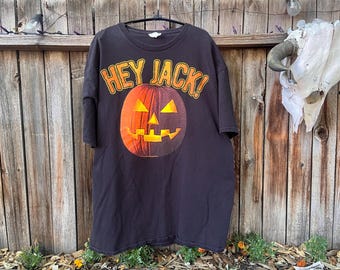 Vintage 90s Hey Jack Halloween T-Shirt - Retro Jack-o'-Lantern Graphic 2XL