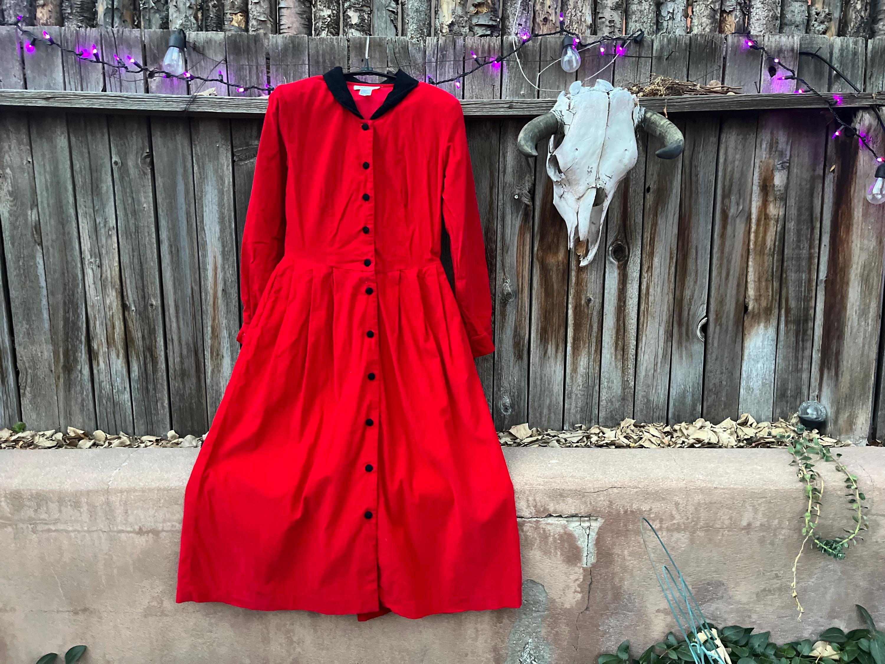 Long Sleeve 50s Style Red Dress - Etsy