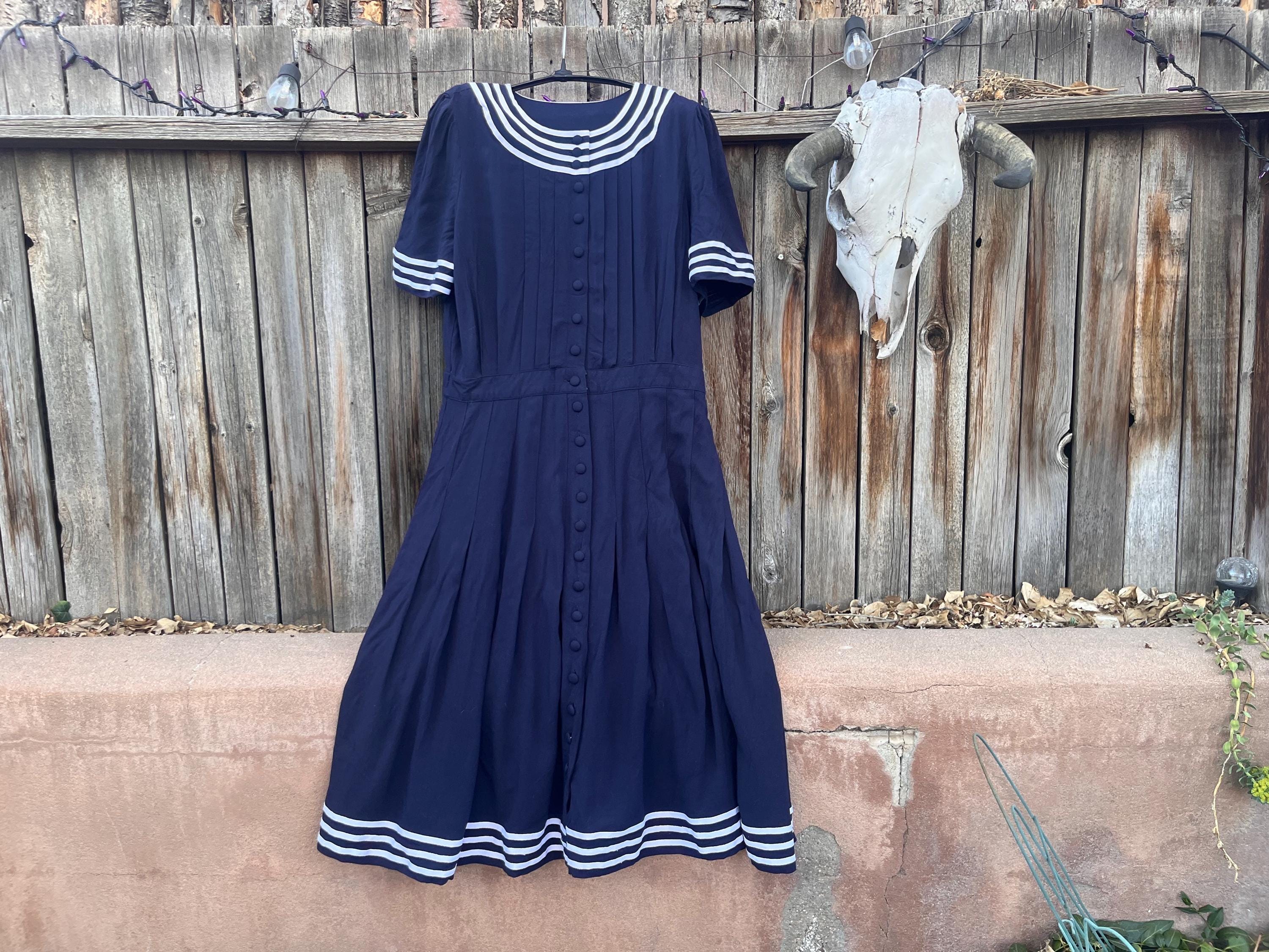 Navy Drop Waist Dress