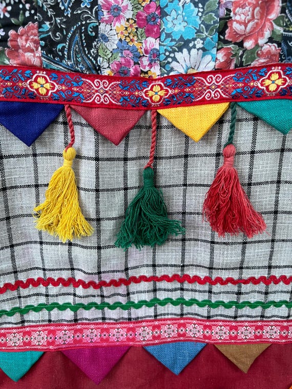 Vintage Boho Patchwork Apron | Handmade Boho Kitc… - image 4