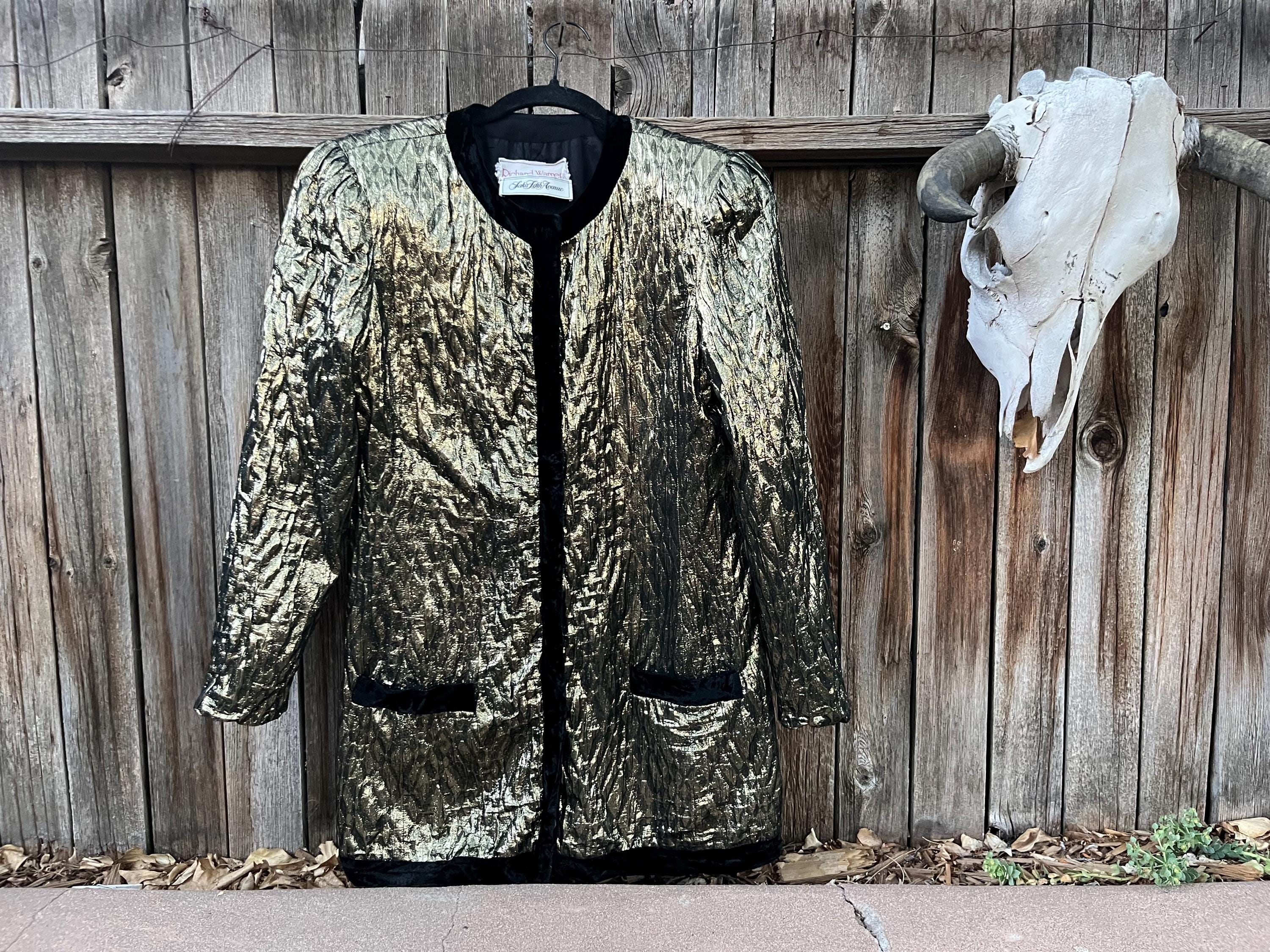 Vintage 80s Gold Lame Blazer Jacket | Richard Warren Saks Fifth