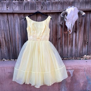60s Vintage Yellow Party Dress | Retro Prom Dress | Classic MCM Style | XS/S