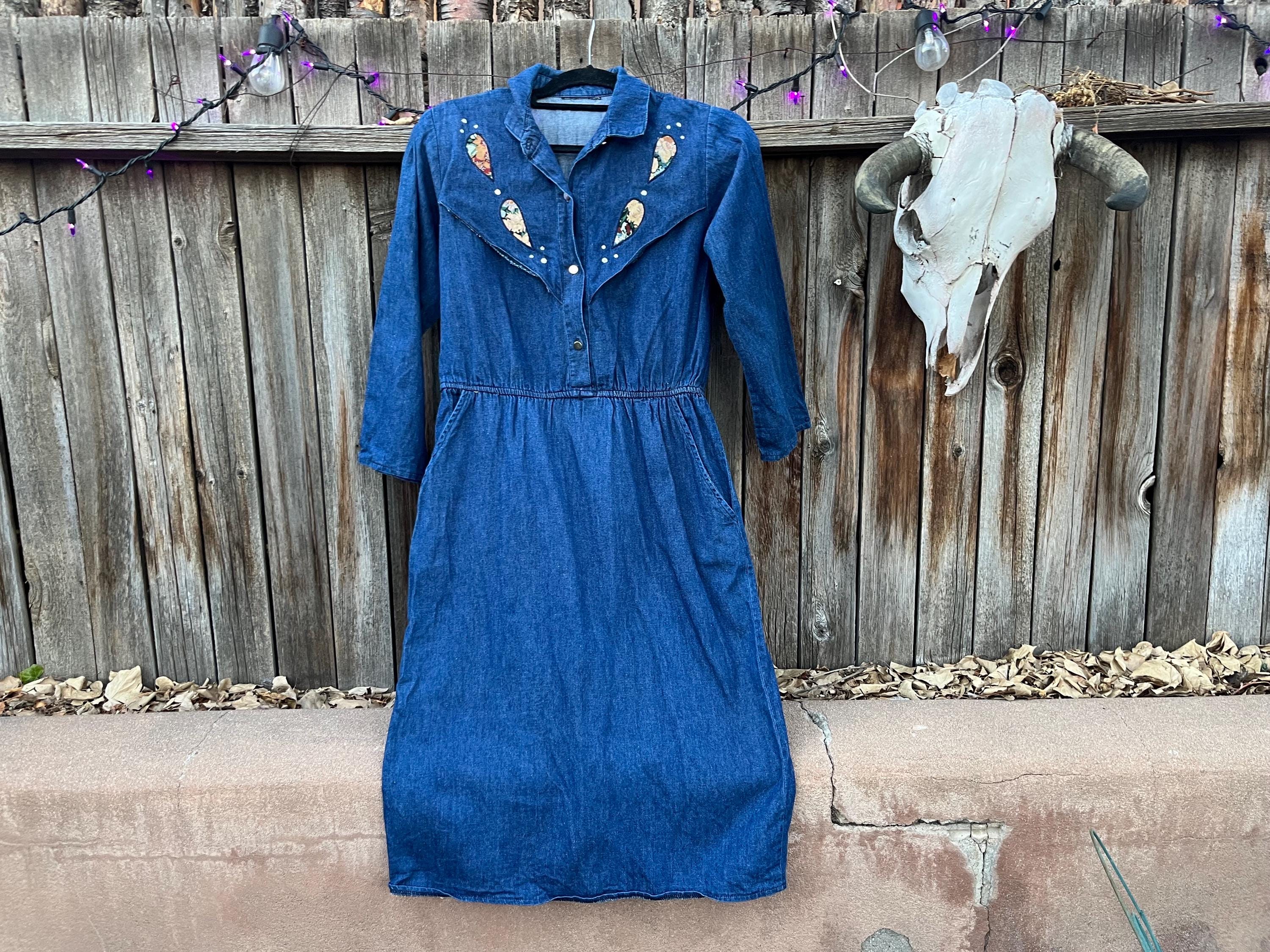 straight cut dress DENIM CAMI WITH RHINESTONE FRINGE AND DENIM SKIRT SET XL / DK. DENIM main image 0