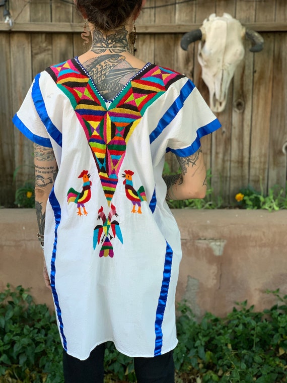 Vintage Mexican Embroidered Rooster Tunic Dress S… - image 6