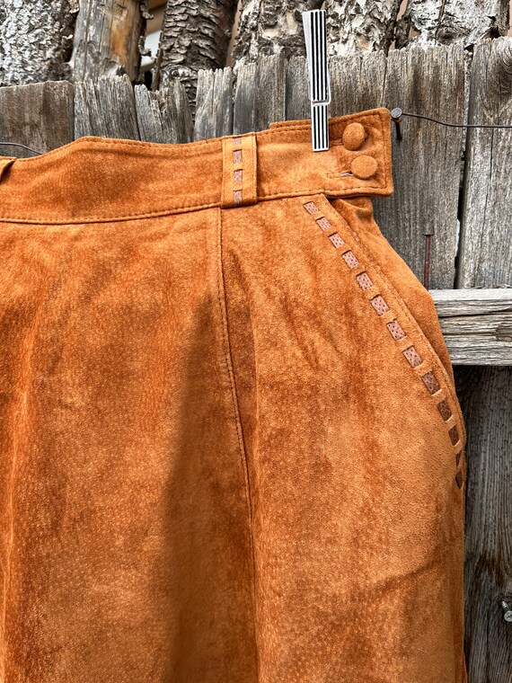 70s Style Vintage Southwestern Leather Maxi Skirt… - image 6