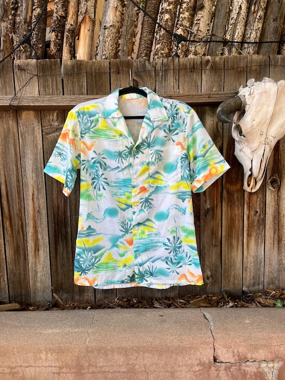 70s Vintage Tiki Button Down Shirt by Olo Manu of Hawaii | Cabana 