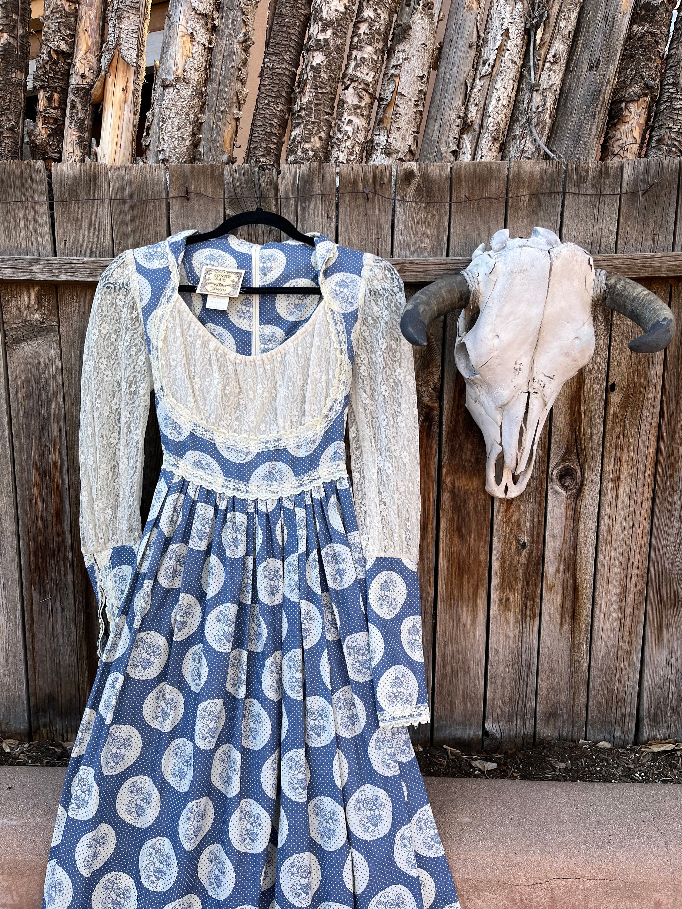70s Vintage Gunne Sax by Jessica Prairie Style Dress Dirndl Maxi