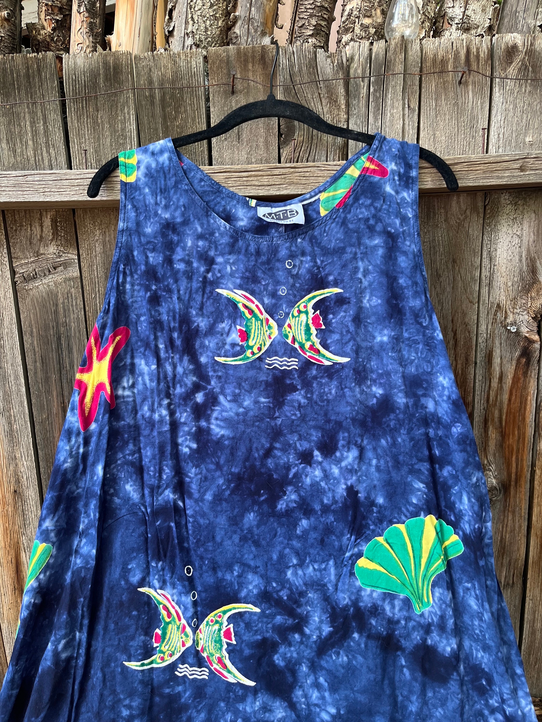 90s tie dye dress Jacob 90s Blue Cotton Paisley Tie-Dye Dress, S – Cherry Buzz main image 1
