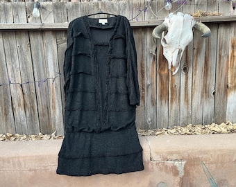 Vintage 80s Jeanne Marc Dress | Novelty Print Long Sleeve, Size 8