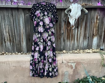 80’s JEANNE MARC ロングワンピース　ドレス Vintage 80s Jeanne Marc Dress | Novelty Print Long Sleeve, Size 8