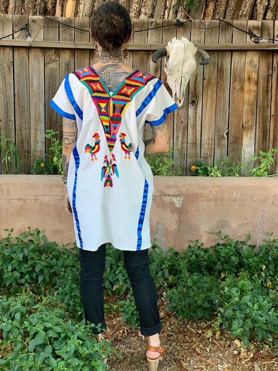 Vintage Mexican Embroidered Rooster Tunic Dress S… - image 8