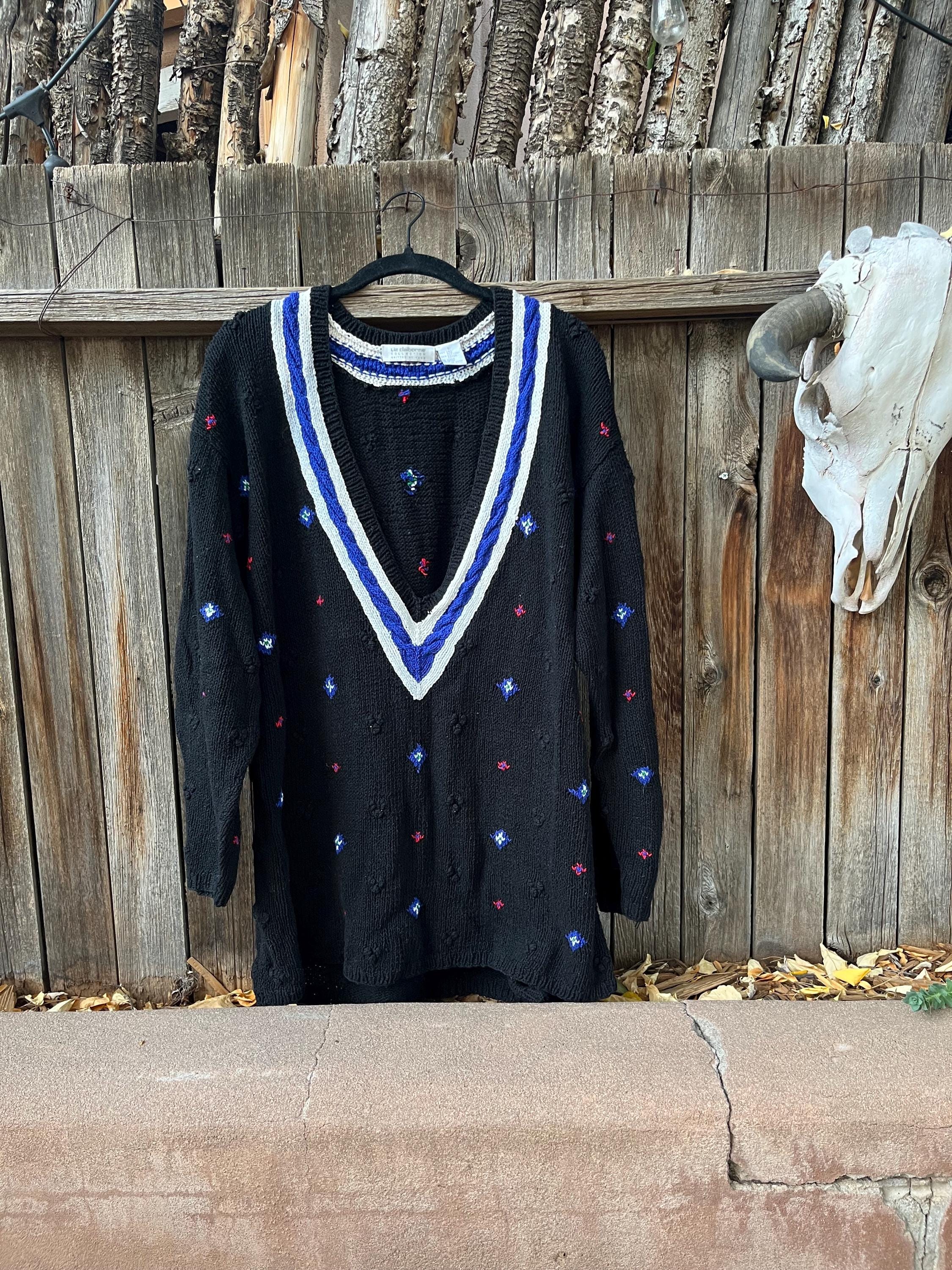 80s Vintage V-neck Sweater Dress by Liz Claiborne | Preppy