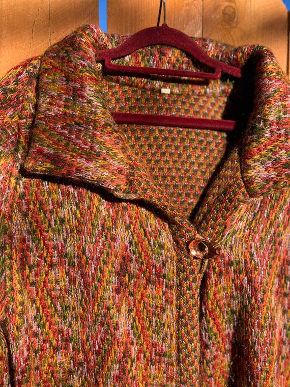 Vintage 1960s Sweater Coat Southwestern Style wit… - image 5
