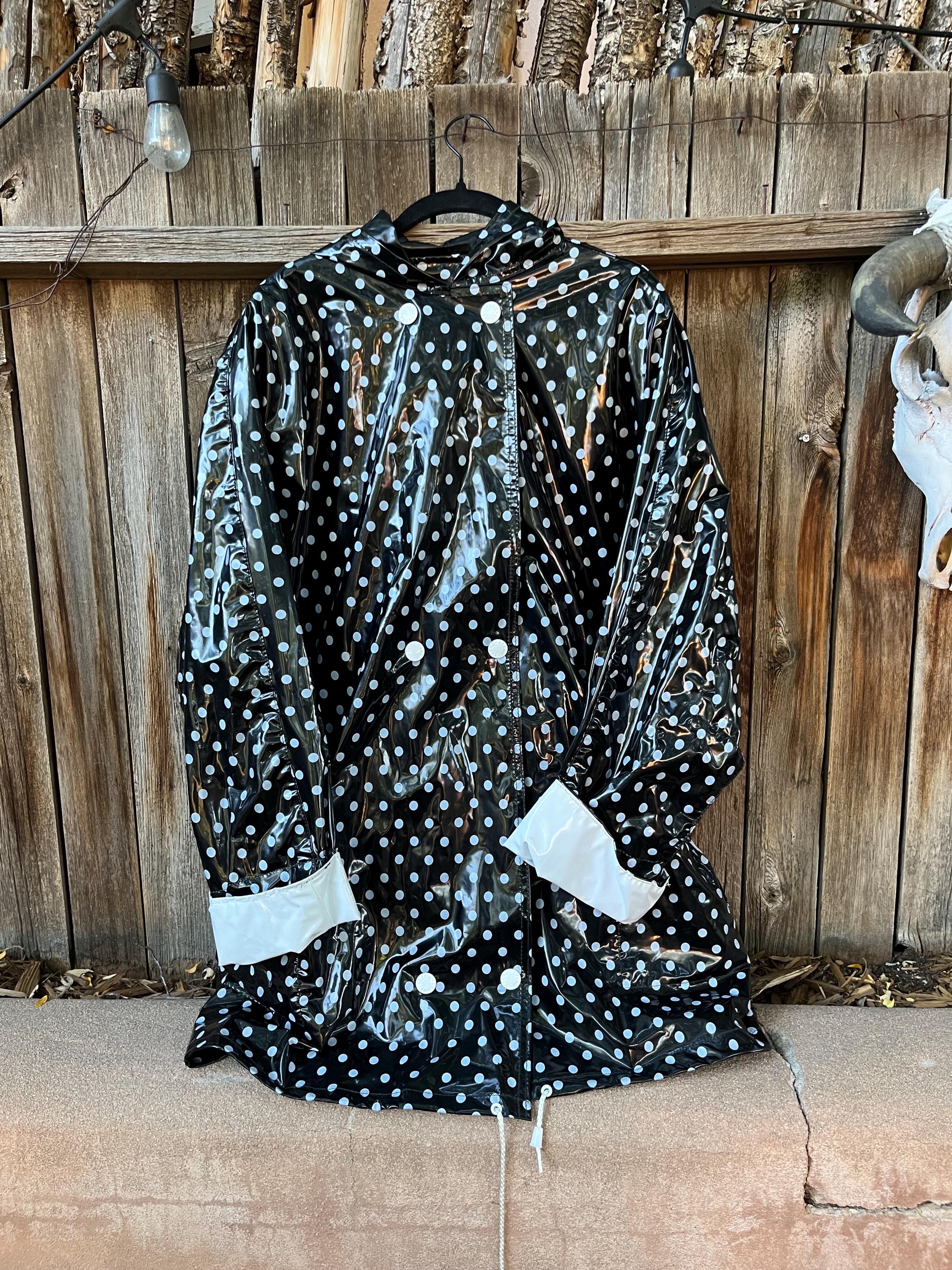 Clear polka dot raincoat deals