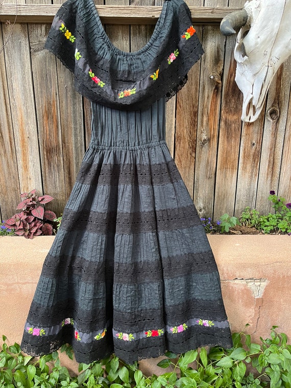 vintage mexican embroidered dress Mexican Hand Embroidered Dress, Size Small main image 1