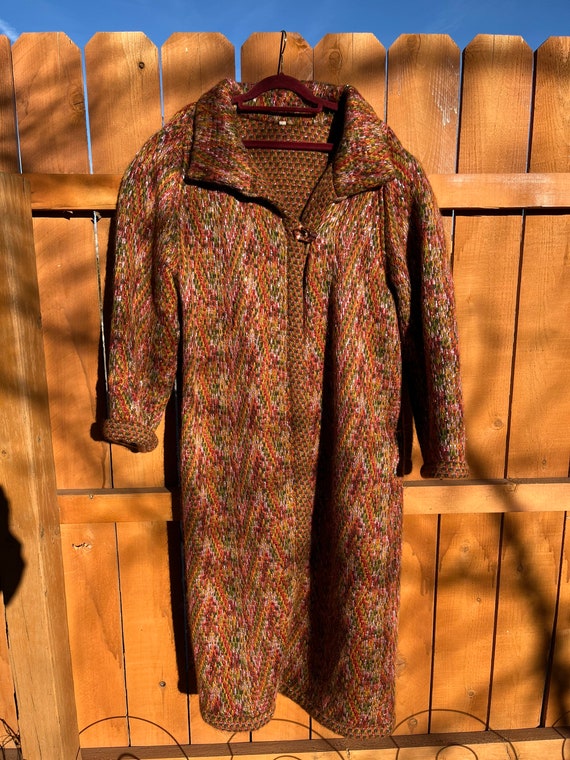 Vintage 1960s Sweater Coat Southwestern Style wit… - image 10