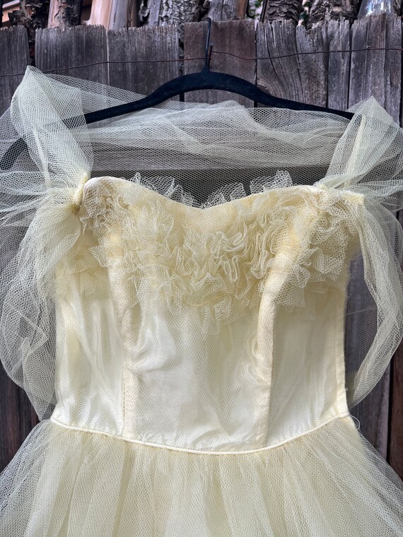 50’s/60's Yellow Lace Sheer Tulle Fit And Flare Dress main image 0