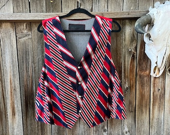 90s Vintage Tie Vest Custom Handmade Accessory Unisex Size Large One of a Kind Retro Vest