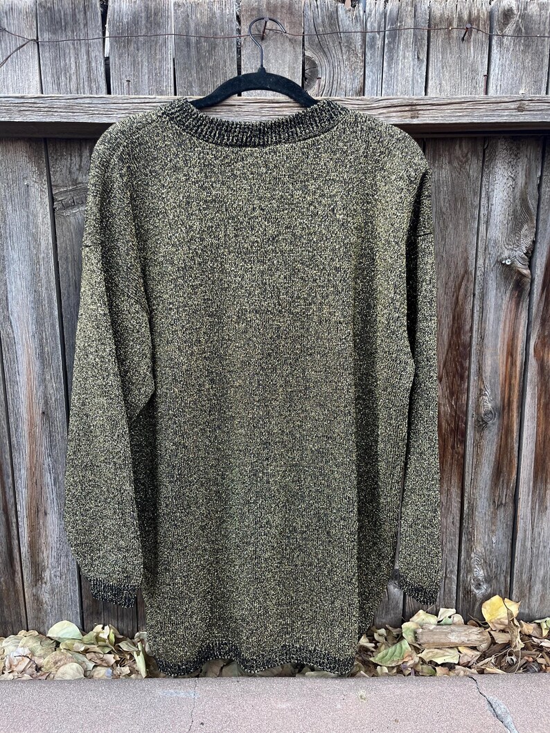 80s Vintage Gold Metallic Sweater – Oversized Parkway Knits Winter Fashion