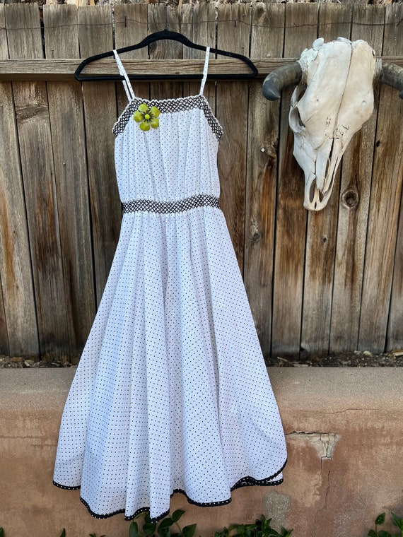 70s Vintage Polka Dot Summer Spaghetti Strap Day Dress With 60s Enamel Pin Accent S M Etsy