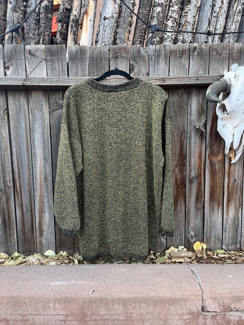 80s Vintage Gold Metallic Sweater – Oversized Parkway Knits Winter Fashion