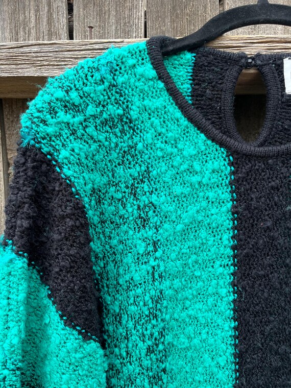80s Turquoise and Black Striped Sweater by Wye Oaks Size Medium - Etsy
